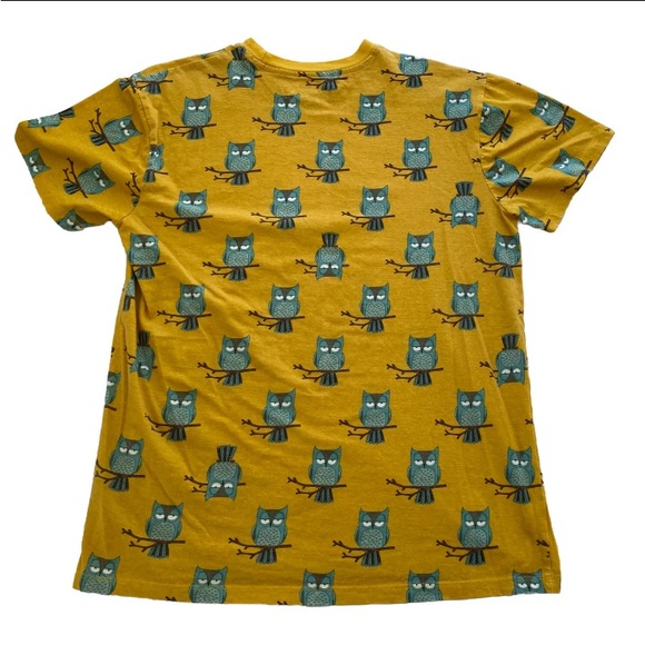 Knickerbocker Vintage Design Owl All-Over Print T-shirt Men’s Medium M Yellow - Picture 2 of 3